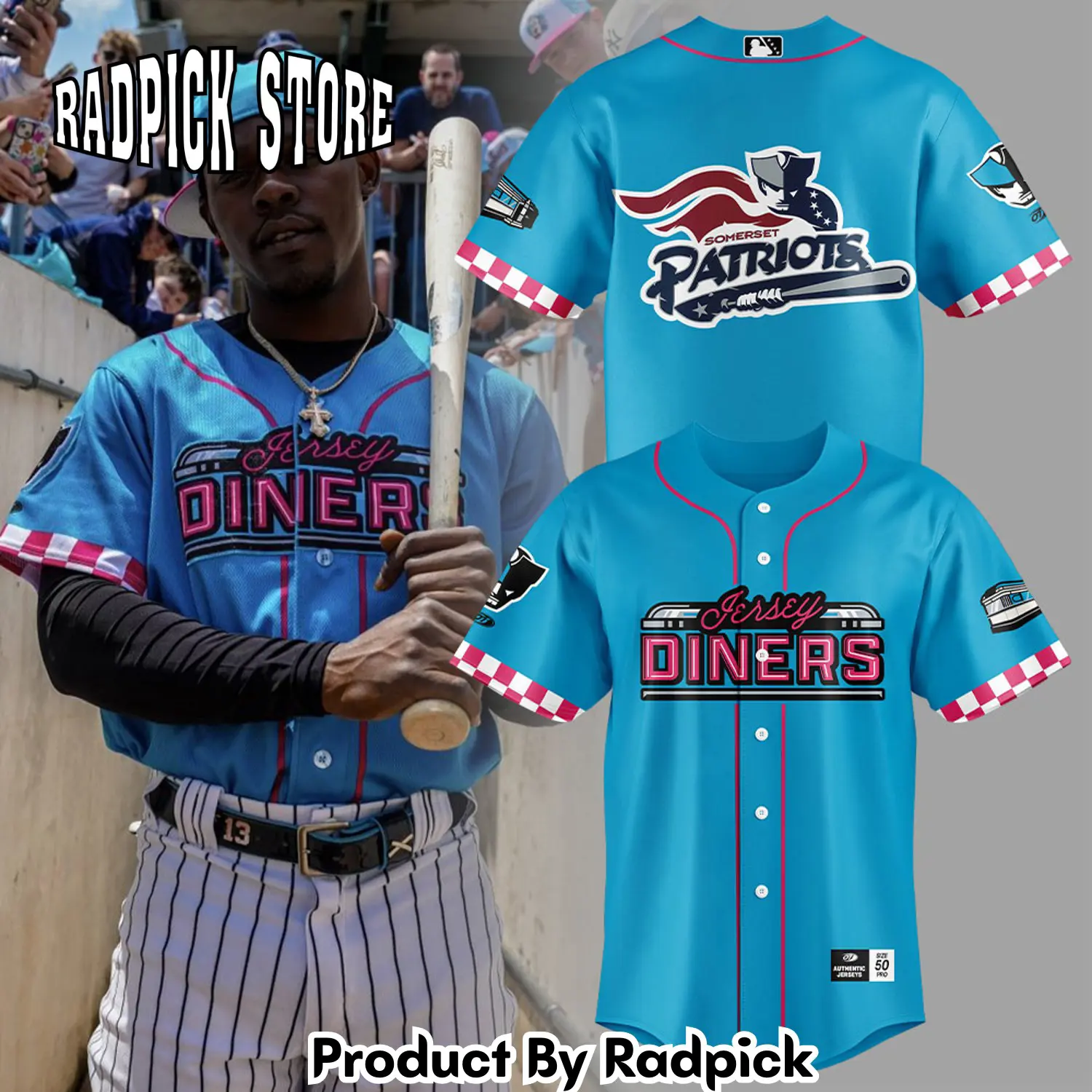 Radpick somerset patriots baseball jersey diners giveaway combo jersey rp12781